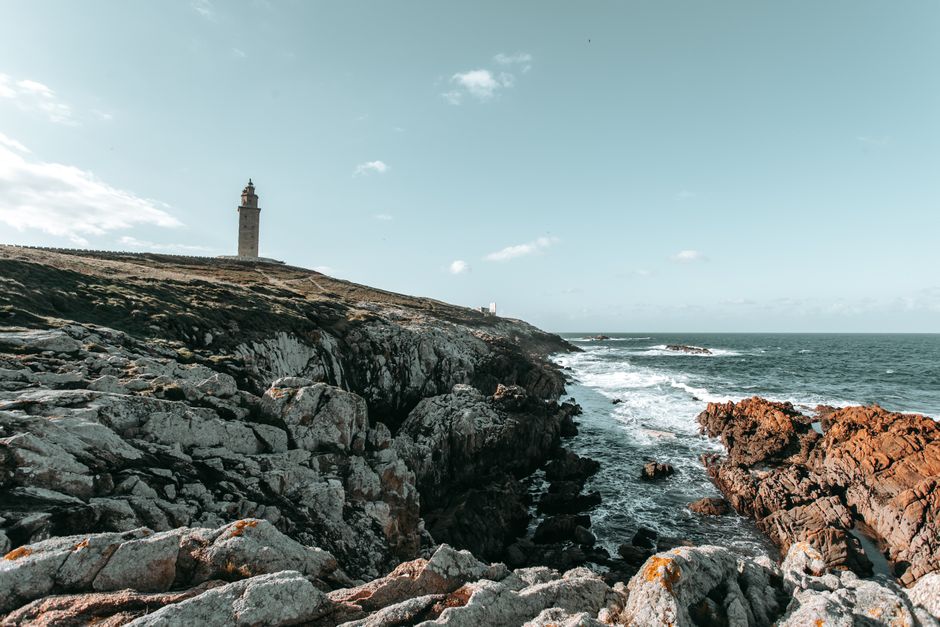 Maine lighthouse on the coast