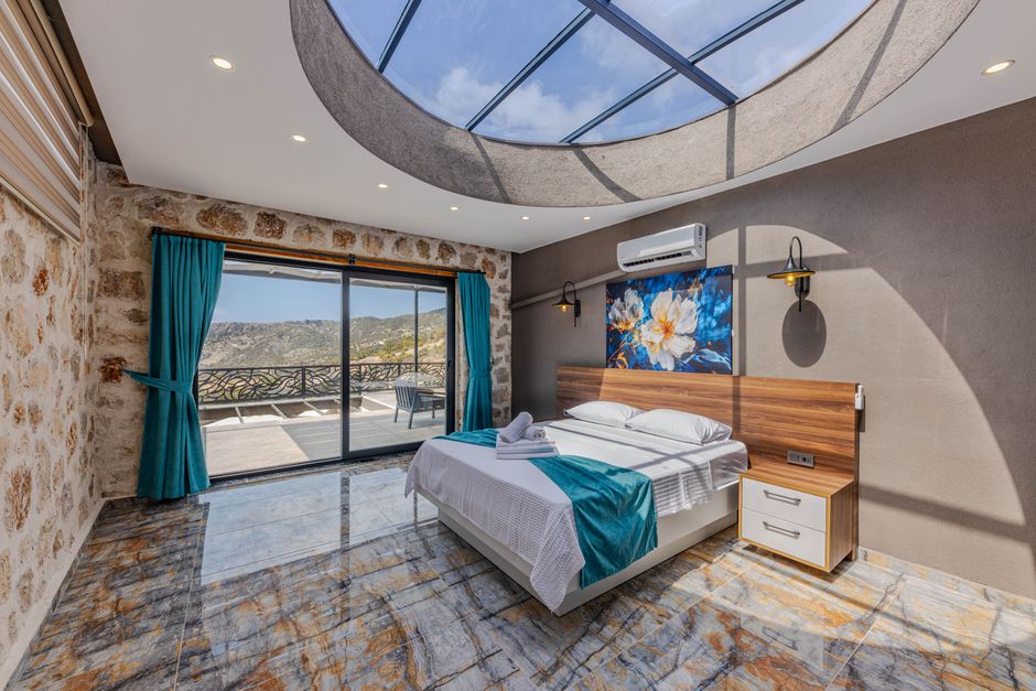 Lighthouse Loft with skylights over the bed and a private terrace